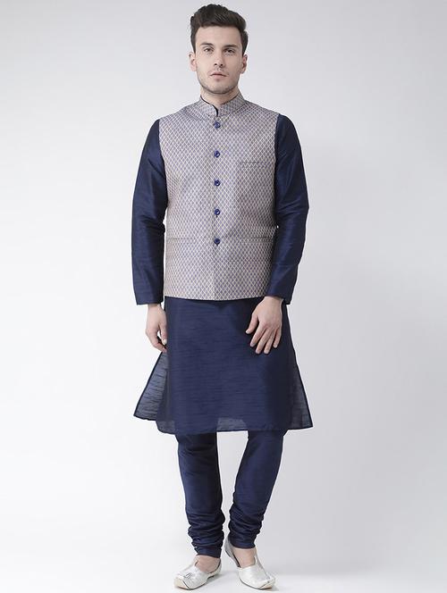 men kurta with churidar ethnic wear set - 21097640 - Standard Image - 0