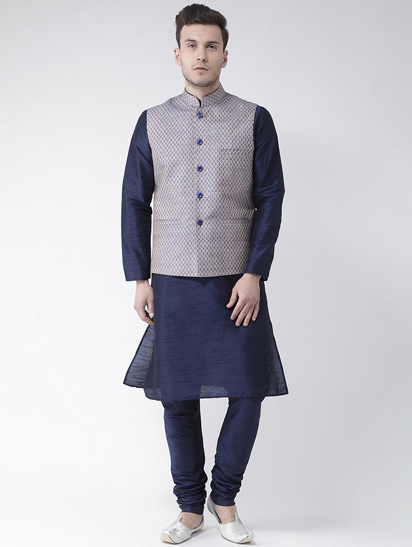 men kurta with churidar ethnic wear set - 21097640 - Zoom Image - 0