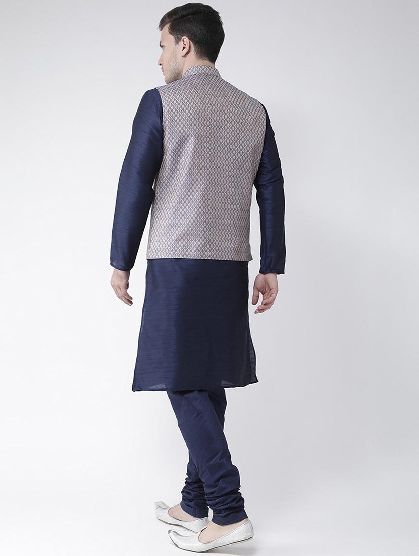 men kurta with churidar ethnic wear set - 21097640 - Standard Image - 3