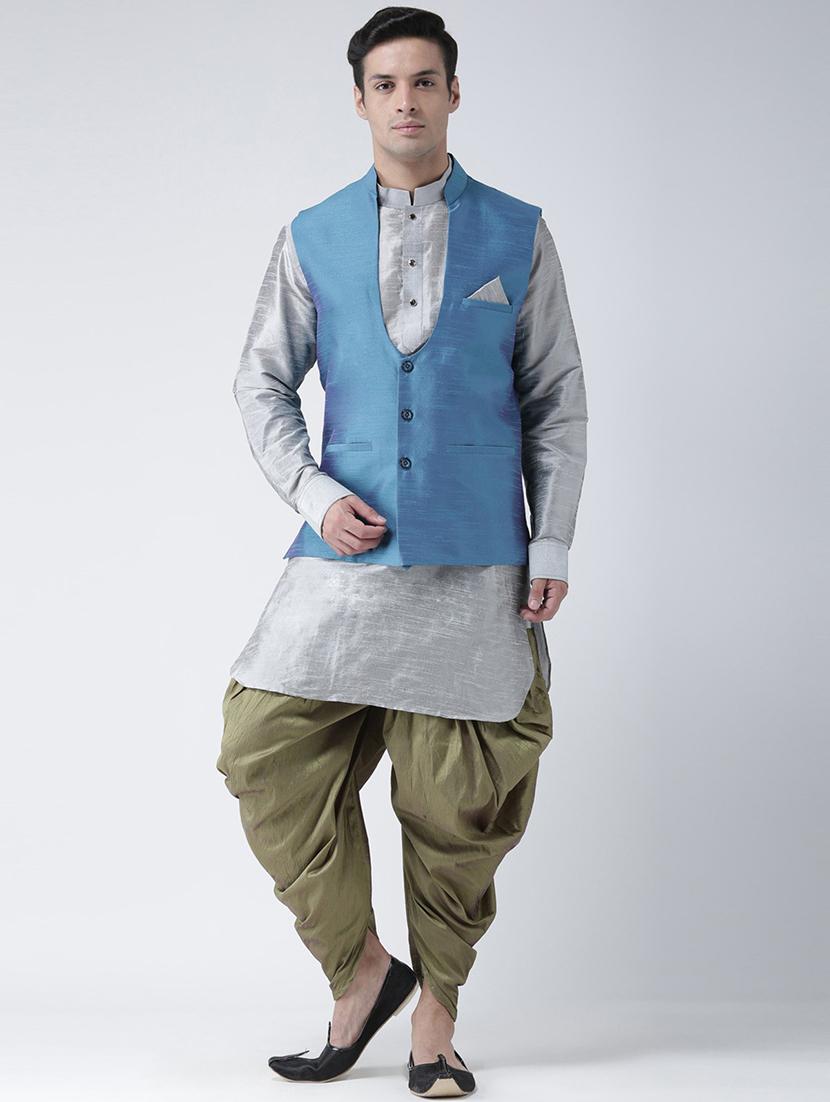 men multi coloured self design dhoti kurta set - 21097649 - Zoom Image - 0