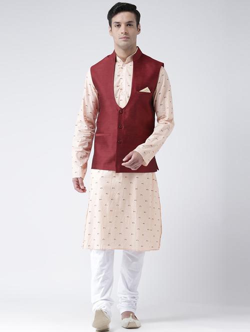 men mandarin neck kurta bottom with jacket - 21097654 - Standard Image - 0