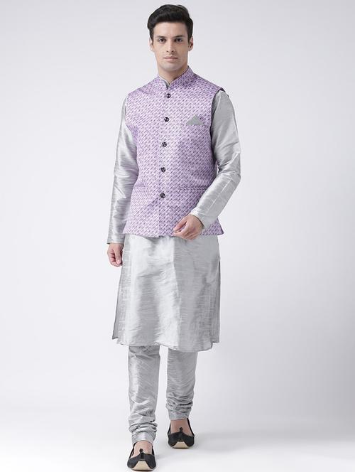 men mandarin neck kurta bottom with jacket - 21097704 -  Standard Image - 0