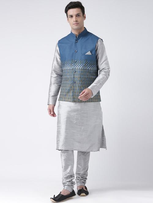 men mandarin neck kurta bottom with jacket - 21097762 - Standard Image - 0