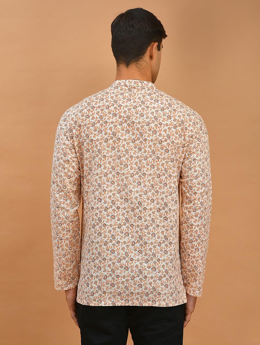 cream cotton short kurta - 21098434 - Standard Image - 3