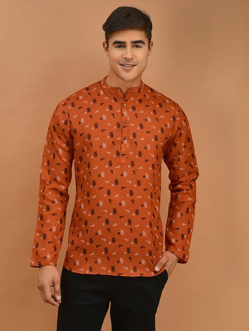 orange colored cotton short kurtas kurta - 21098436 - Standard Image - 0