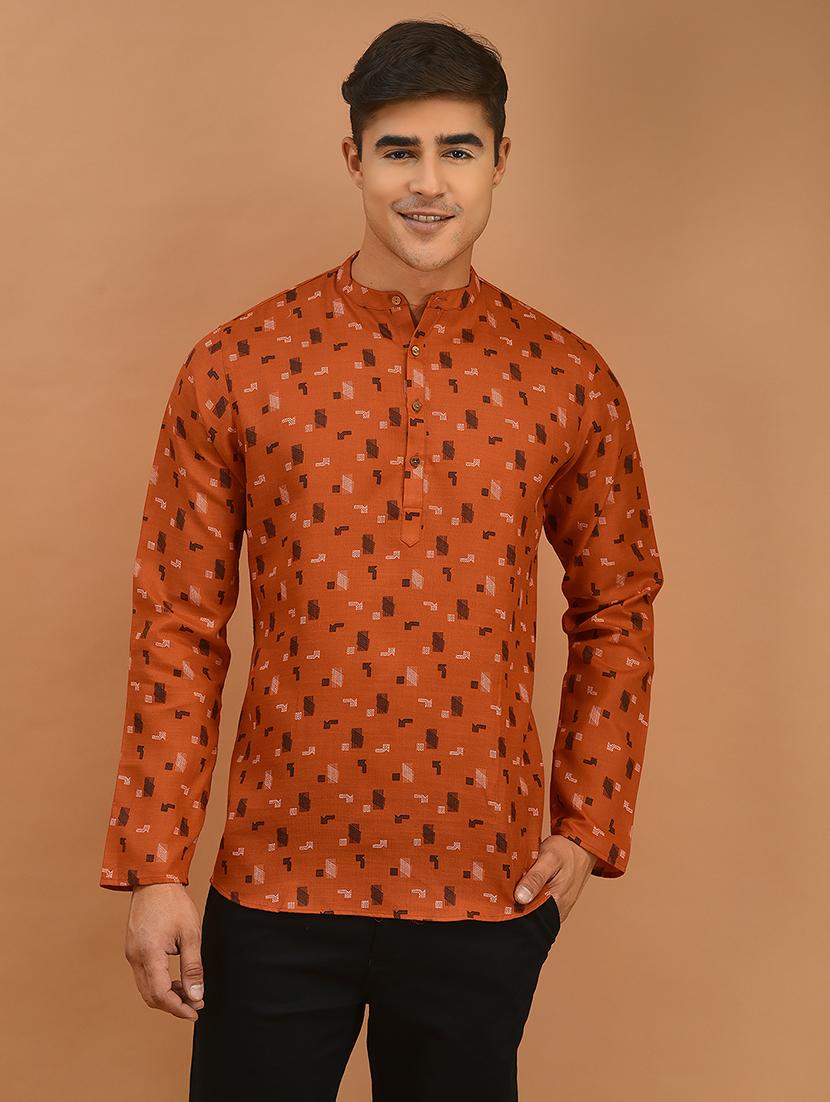orange colored cotton short kurtas kurta - 21098436 - Zoom Image - 0