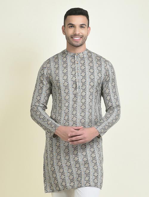 men printed regular short kurta - 21098442 - Standard Image - 0