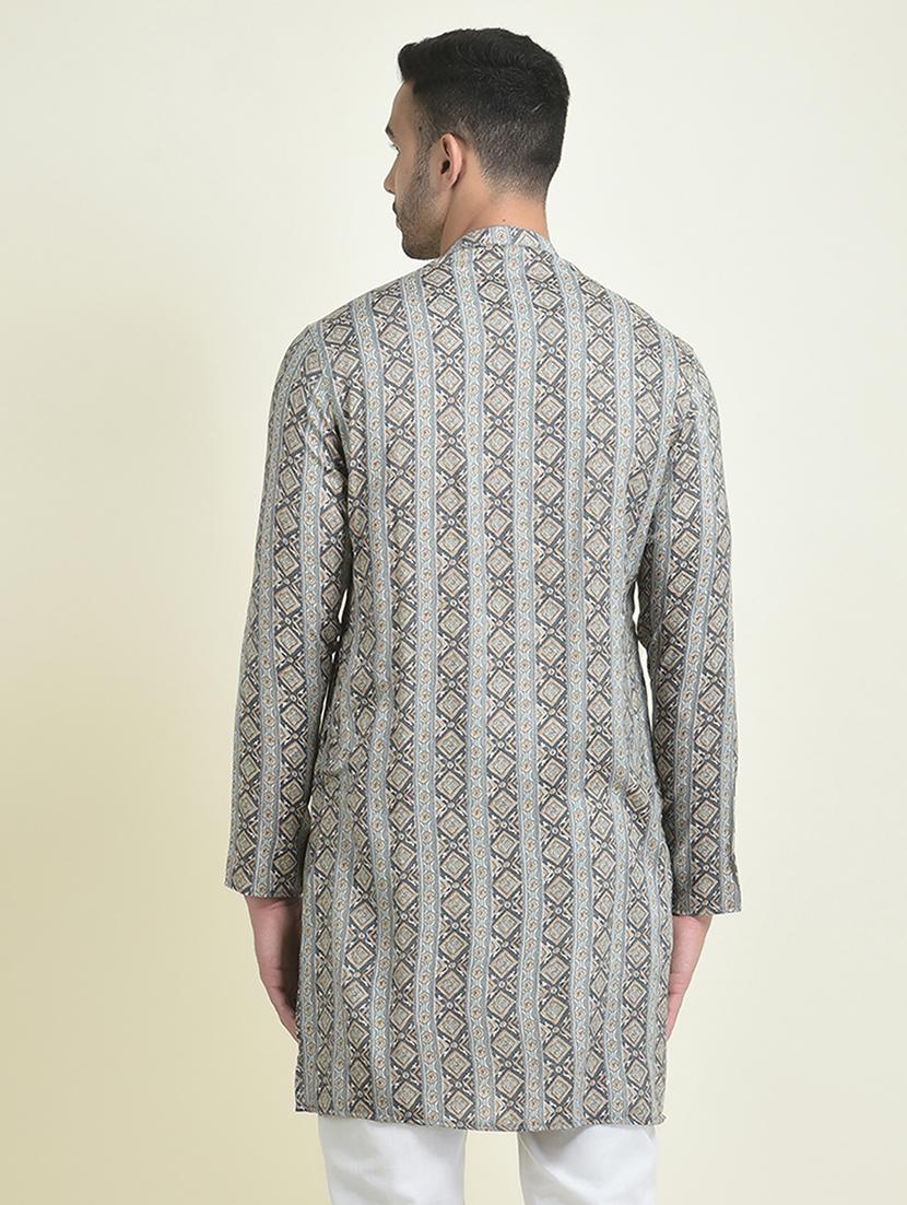 men printed regular short kurta - 21098442 - Standard Image - 3
