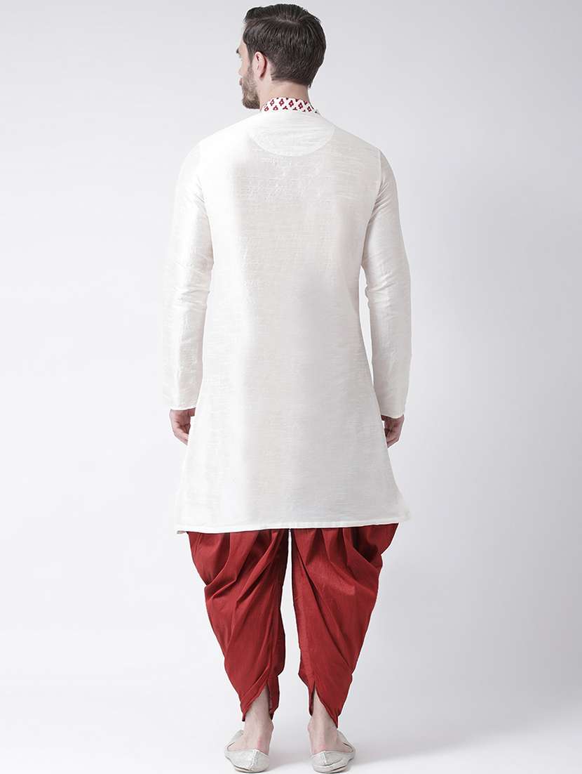 white colored silk blend short kurta - 21098507 - Standard Image - 3