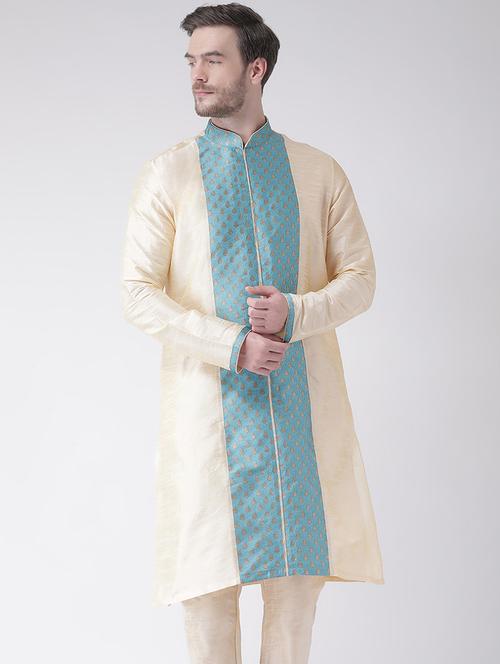 cream colored silk blend short kurtas kurta - 21098526 - Standard Image - 0