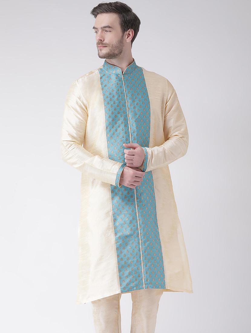 cream colored silk blend short kurtas kurta - 21098526 - Zoom Image - 0