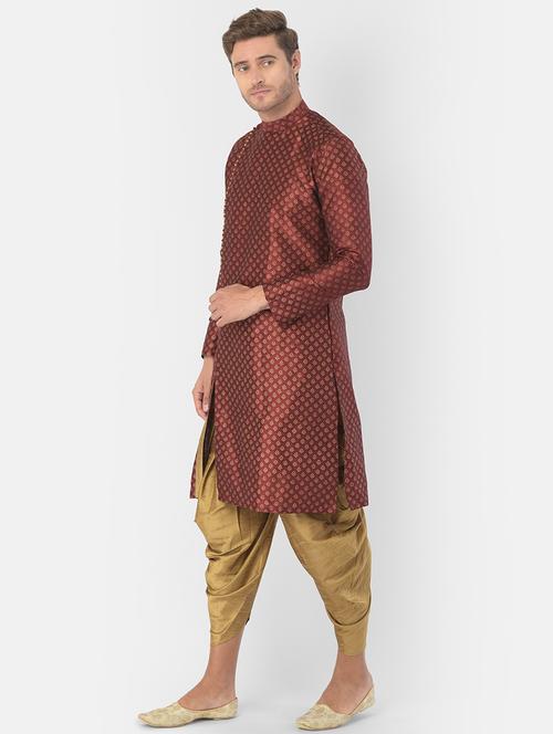 brown silk blend short kurta - 21098556 - Standard Image - 0