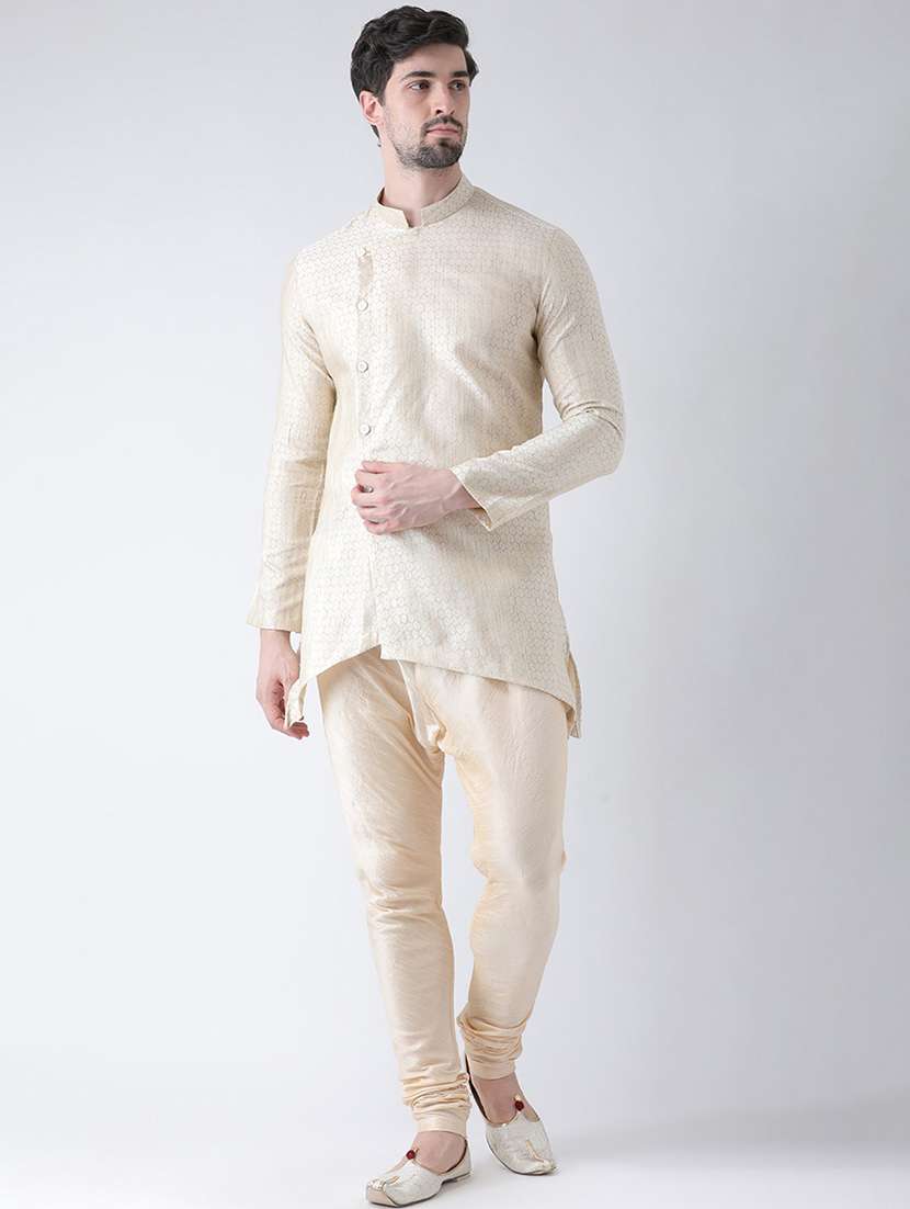 white silk blend asymmetric kurta - 21098560 - Zoom Image - 0
