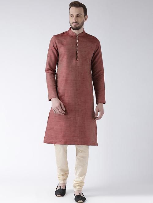 maroon silk blend short  kurta - 21098600 -  Standard Image - 0