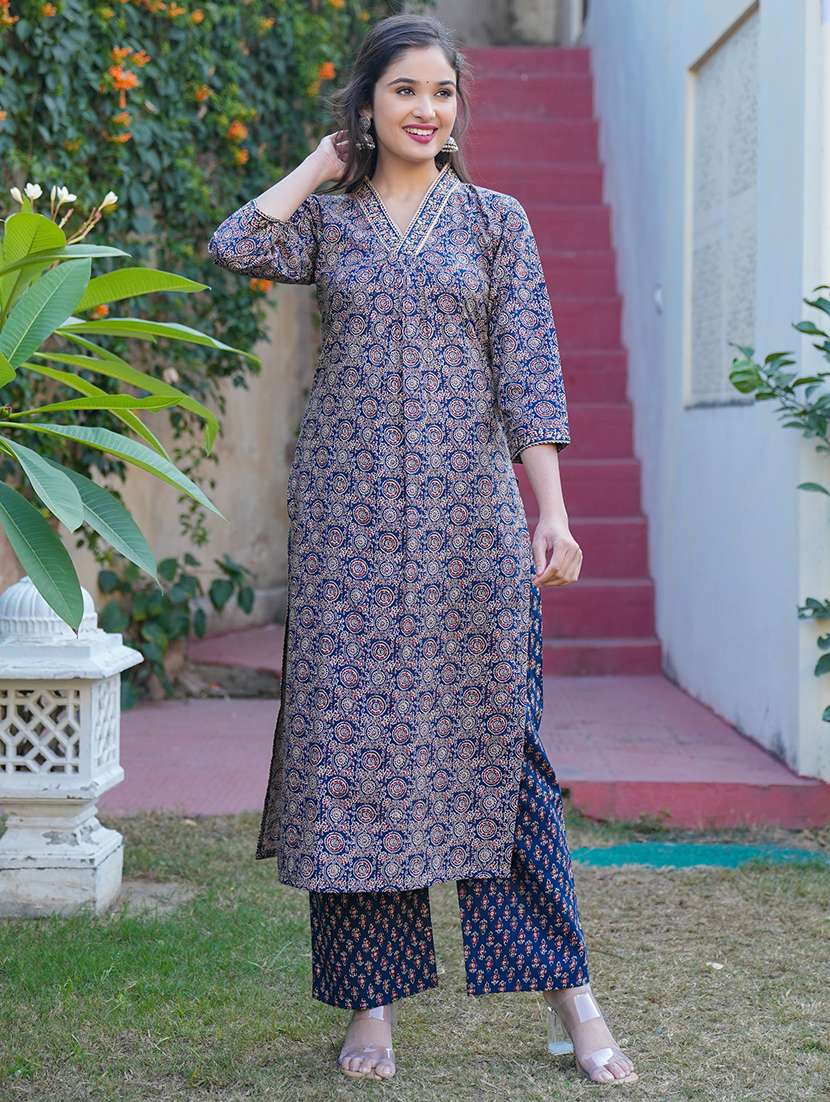 women blue kurta palazzo set with dupatta - 21098902 -  Standard Image - 3