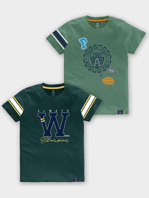 pack of 2 multi coloured printed t-shirt - 21098928 -  Standard Image - 0