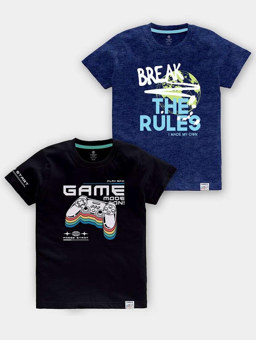 pack of 2 multi coloured printed t-shirt