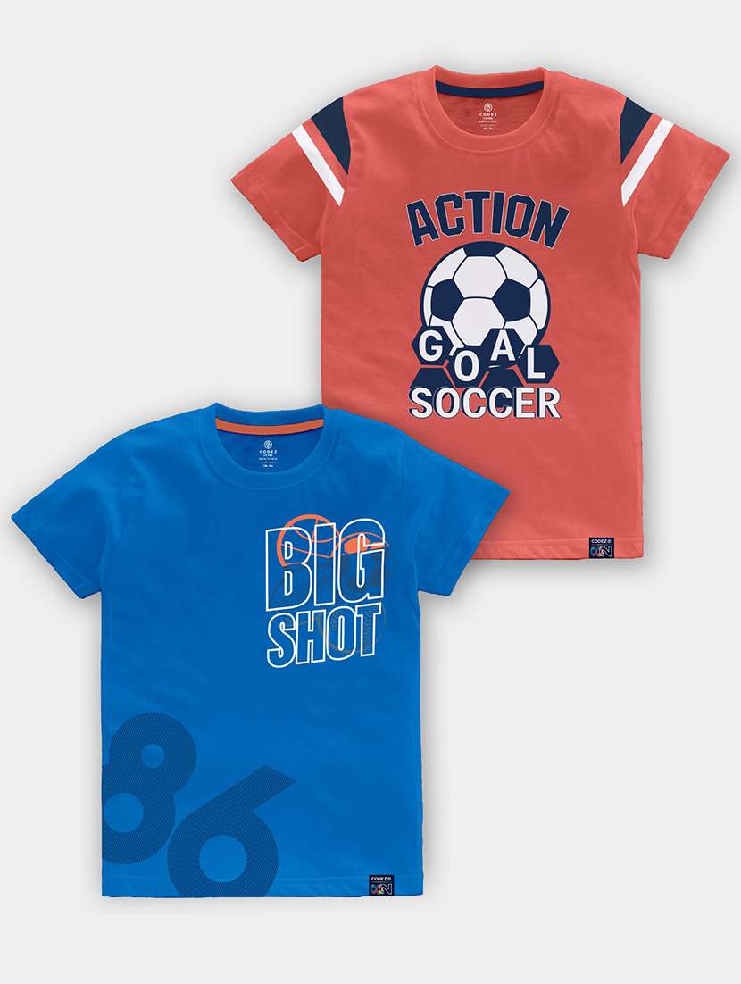 pack of 2 multi coloured printed t-shirt