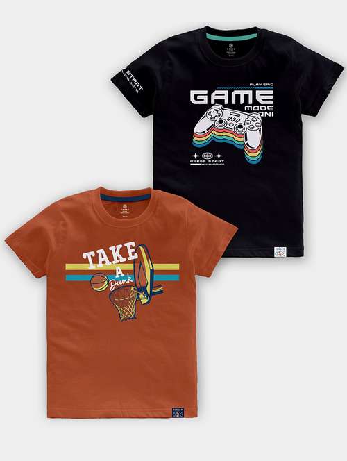 pack of 2 multi coloured printed t-shirt - 21098950 -  Standard Image - 0