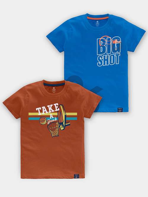 pack of 2 multi coloured printed t-shirt - 21098951 -  Standard Image - 0