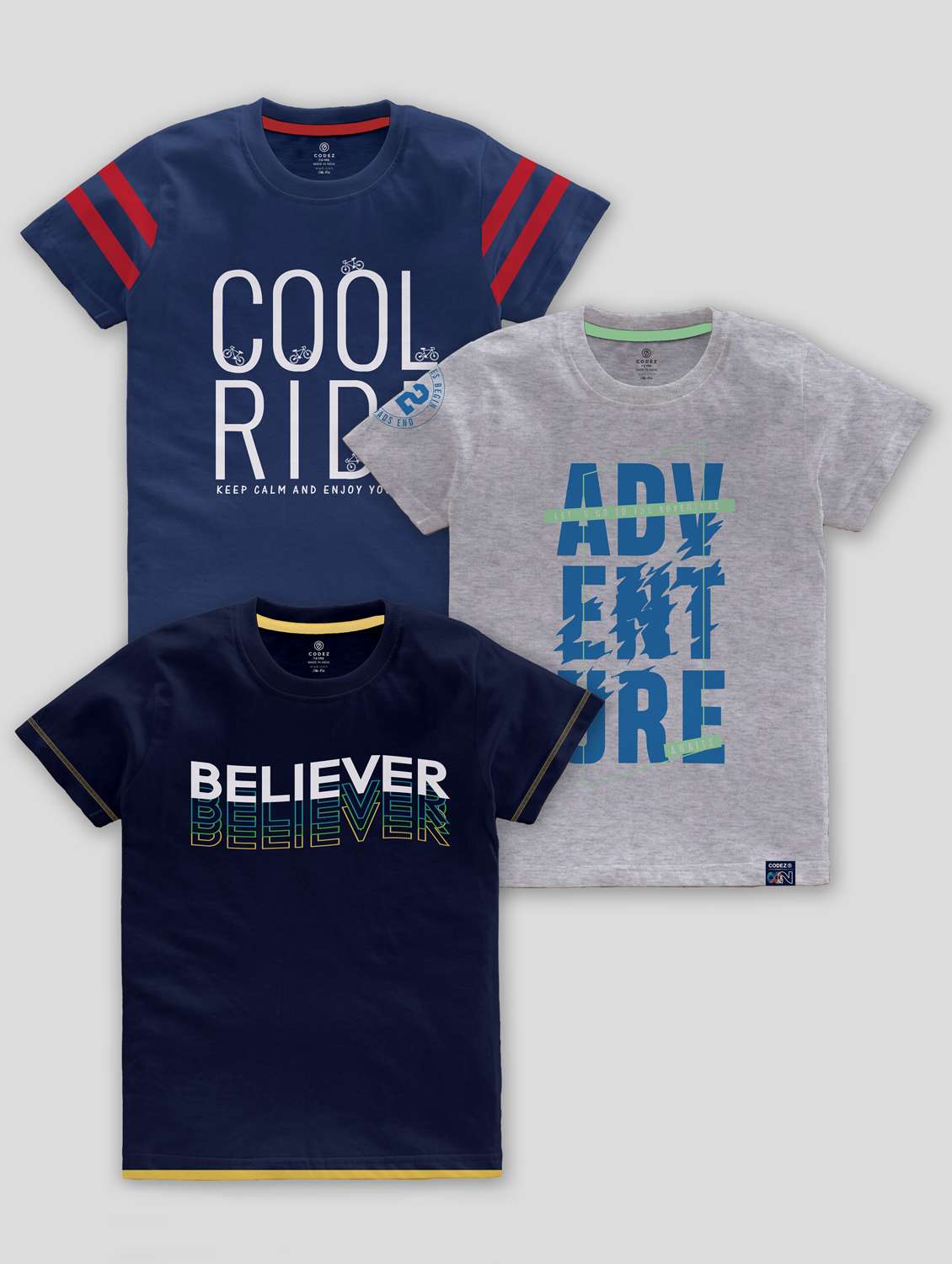 boys round neck printed set of 3 regular t-shirt - 21099032 -  Zoom Image - 0