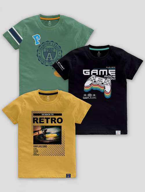 Boys Round Neck Printed T Shirt Combo