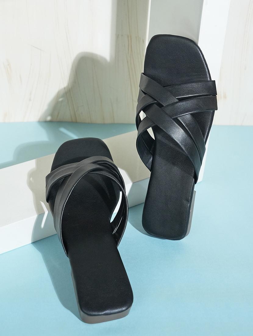black synthetic slip on sandals - 21099040 - Zoom Image - 0