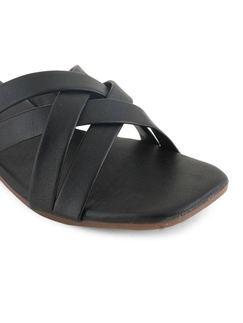black synthetic slip on sandals - 21099040 - Standard Image - 5