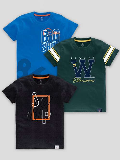boys round neck printed set of 3 regular t-shirt - 21099041 -  Standard Image - 0