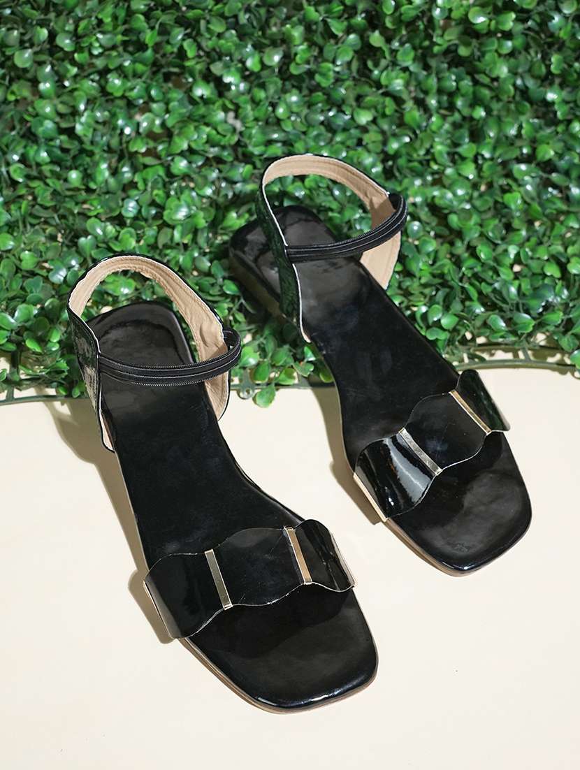 black patent leather ankle strap sandals