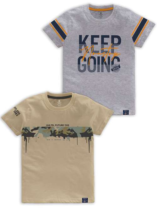 boys round neck printed set of 2 regular t-shirt - 21099082 -  Standard Image - 0