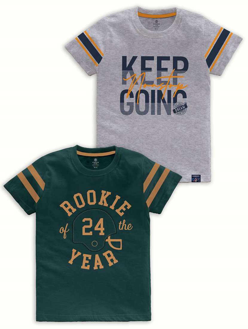 boys round neck printed set of 2 regular t-shirt