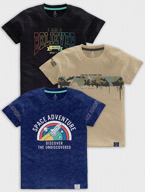 pack of 3 multi colored front print t-shirt - 21099146 -  Standard Image - 0