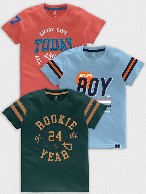 pack of 3 multi colored front print t-shirt - 21099151 -  Standard Image - 0