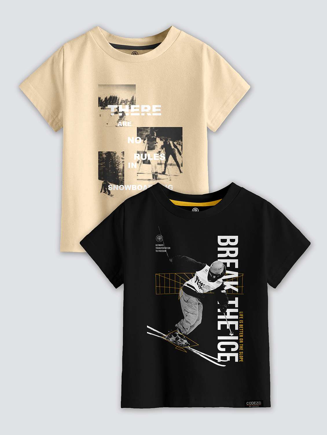 boys round neck printed t-shirt combo