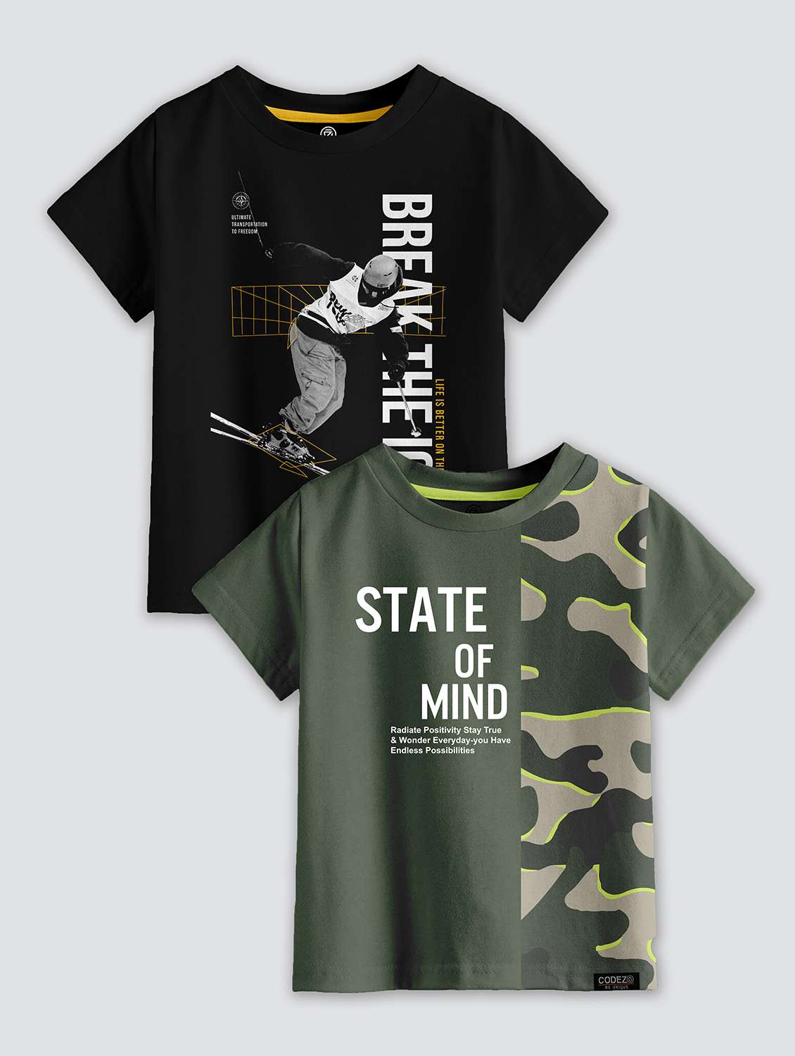 boys round neck printed t-shirt combo