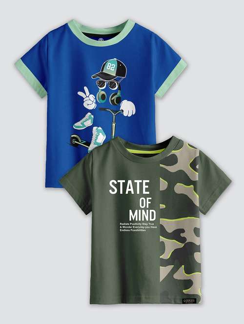 boys round neck printed set of 2 regular t-shirt - 21099183 -  Standard Image - 0