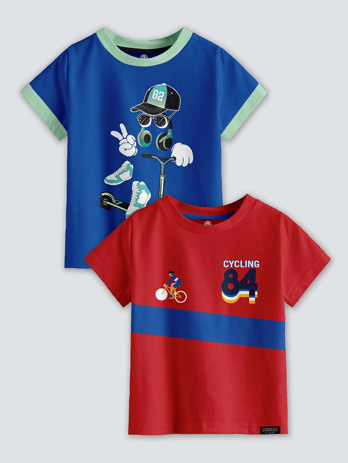 boys round neck printed t-shirt combo