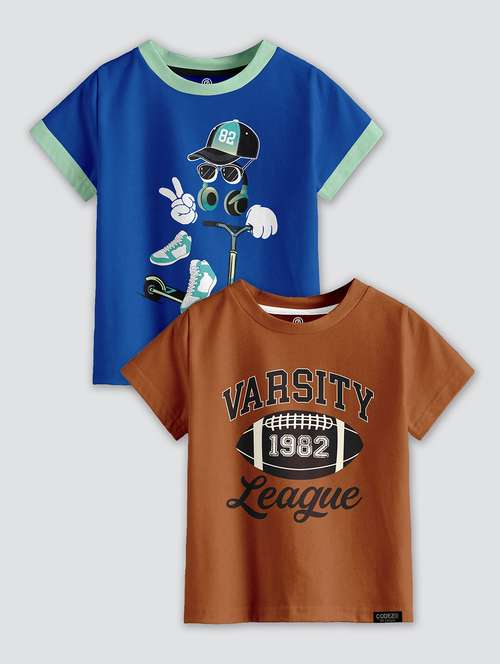 boys round neck printed set of 2 regular t-shirt - 21099185 -  Standard Image - 0
