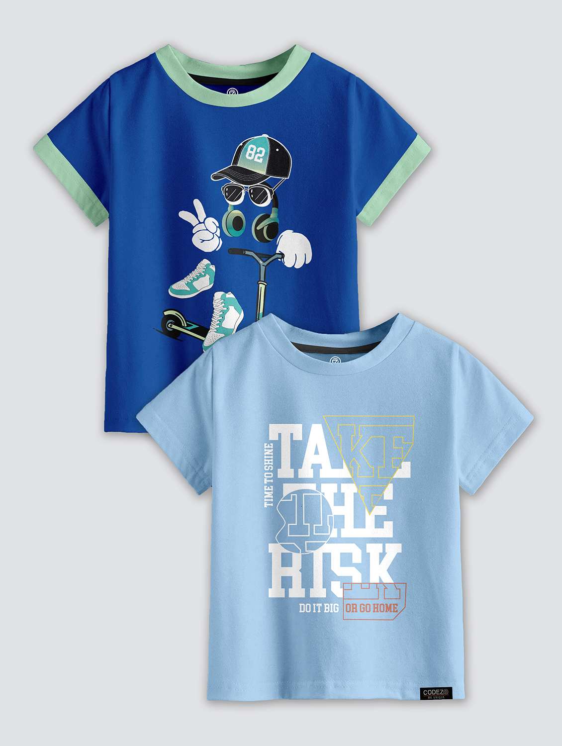 pack of 2 blue printed t-shirt