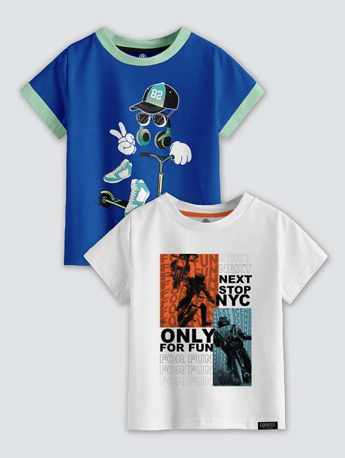 boys round neck printed set of 2 regular t-shirt - 21099187 -  Standard Image - 0