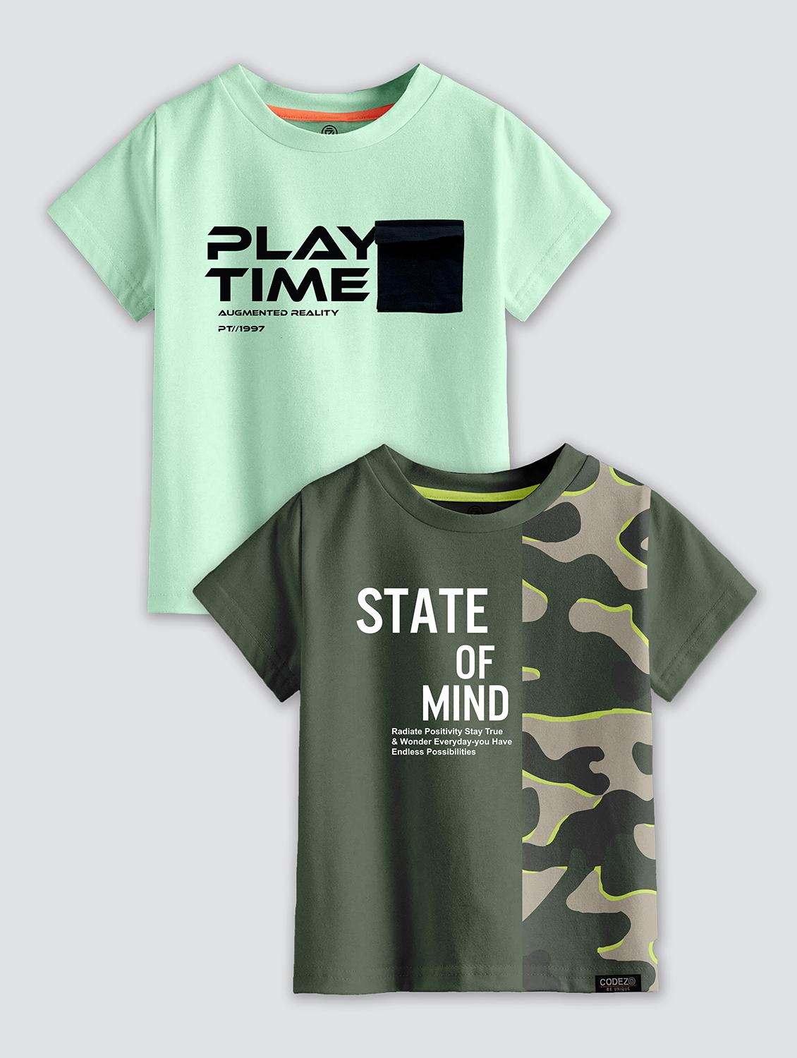 boys round neck printed set of 2 regular t-shirt