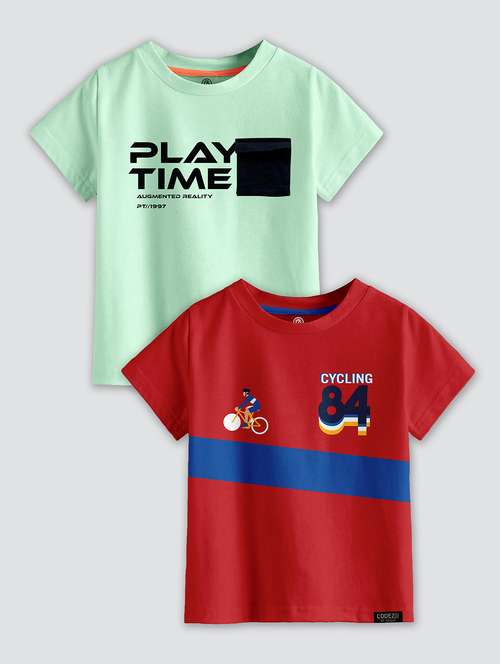 boys round neck printed set of 2 regular t-shirt - 21099193 -  Standard Image - 0