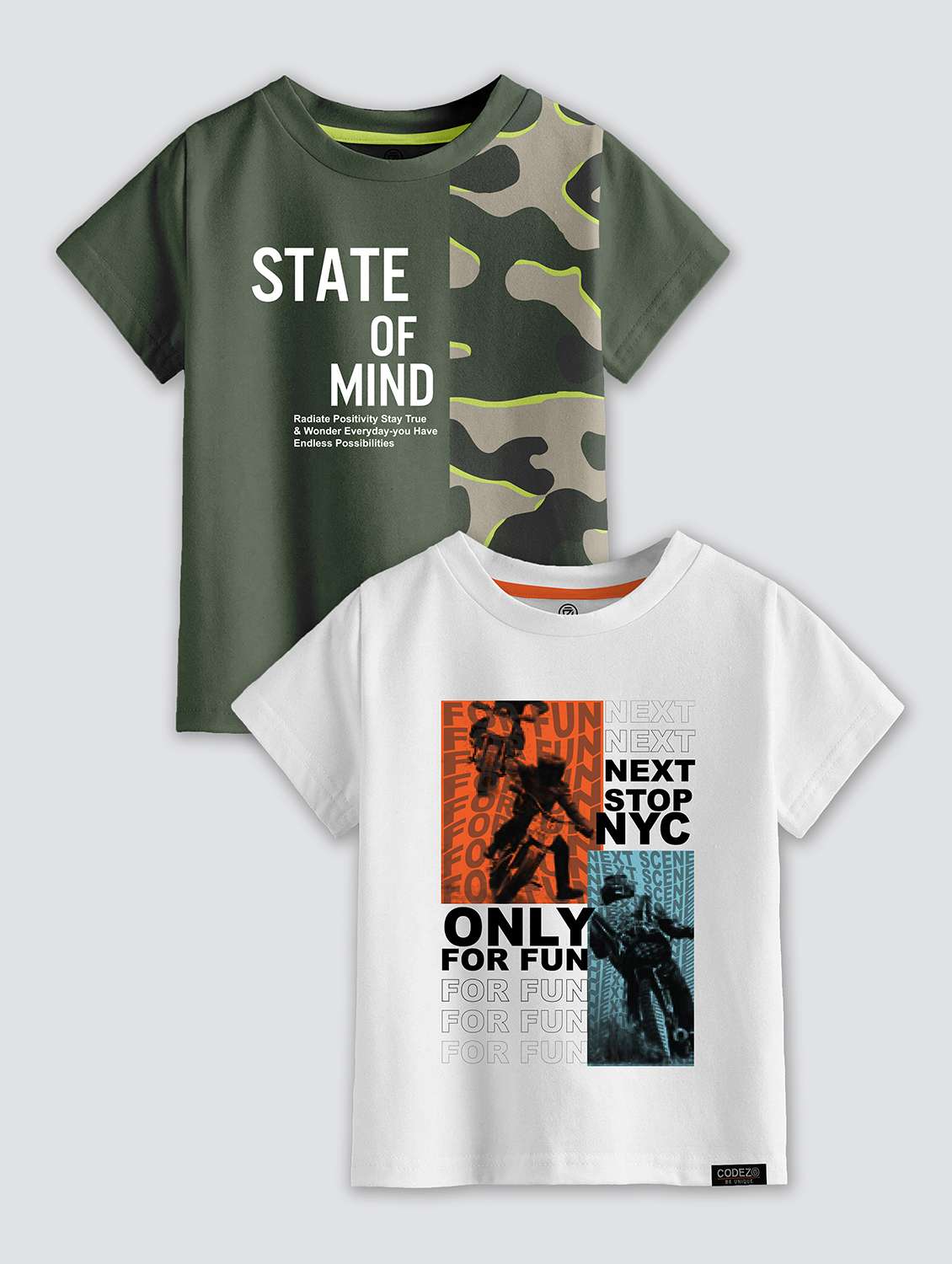 boys round neck printed set of 2 regular t-shirt