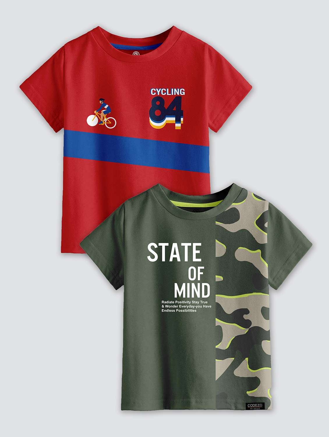 boys round neck printed set of 2 regular t-shirt