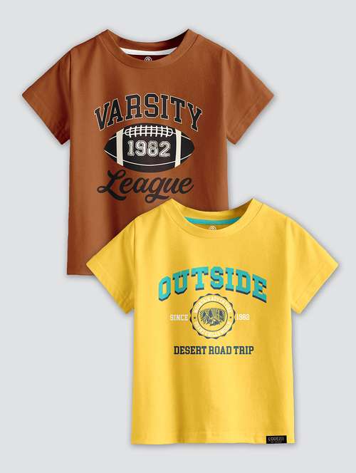 boys round neck printed set of 2 regular t-shirt - 21099224 -  Standard Image - 0