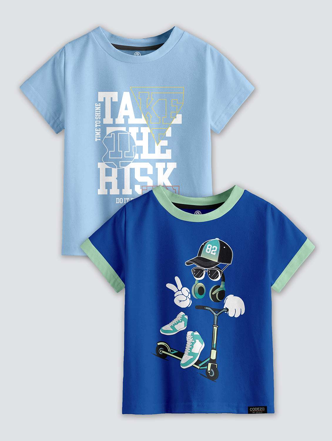 boys round neck printed t-shirt combo