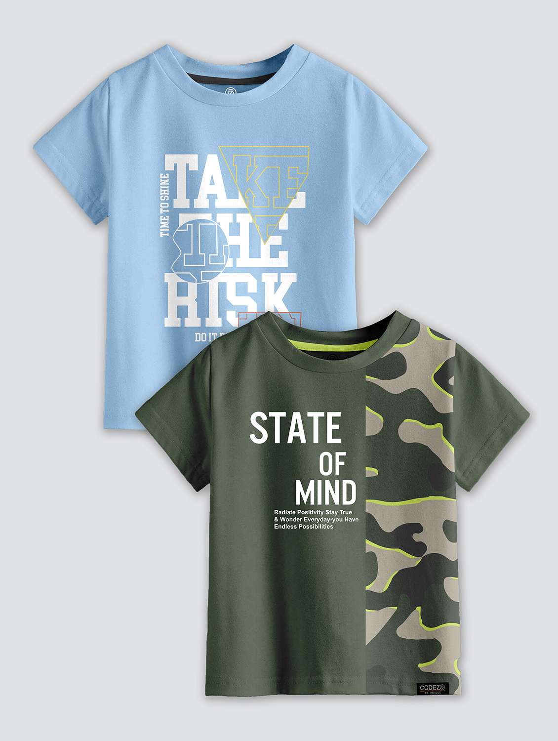 boys round neck printed set of 2 regular t-shirt