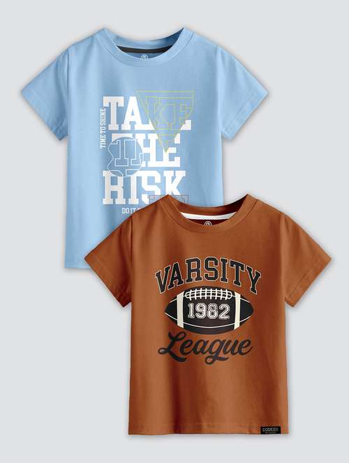 boys round neck printed set of 2 regular t-shirt - 21099231 -  Standard Image - 0