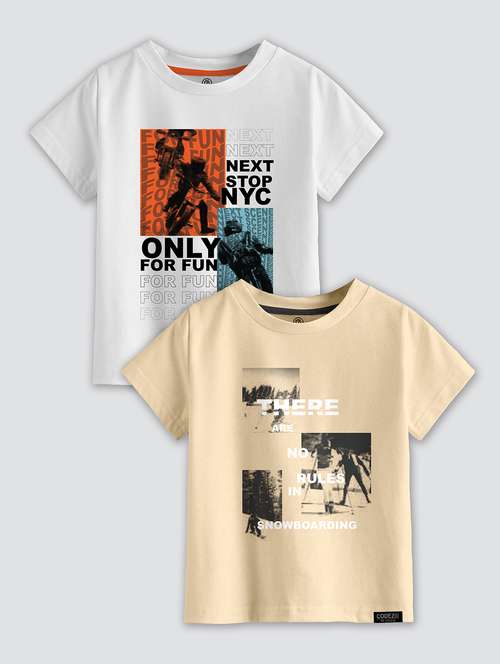 boys round neck printed set of 2 regular t-shirt - 21099234 -  Standard Image - 0